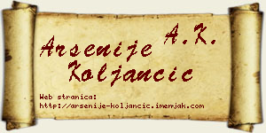 Arsenije Koljančić vizit kartica